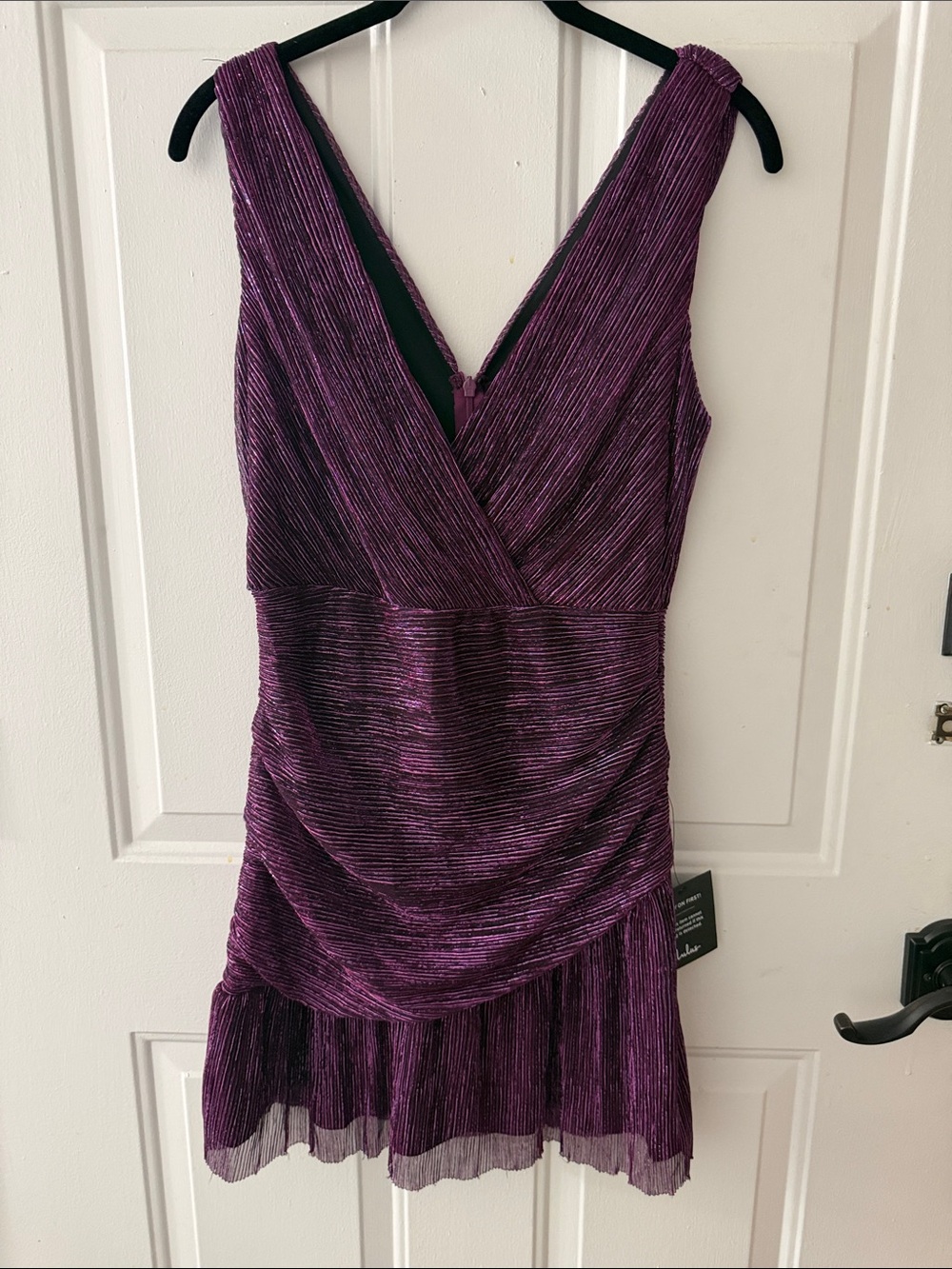 Lulu's Purple Pleated V-Neck Mini Dress